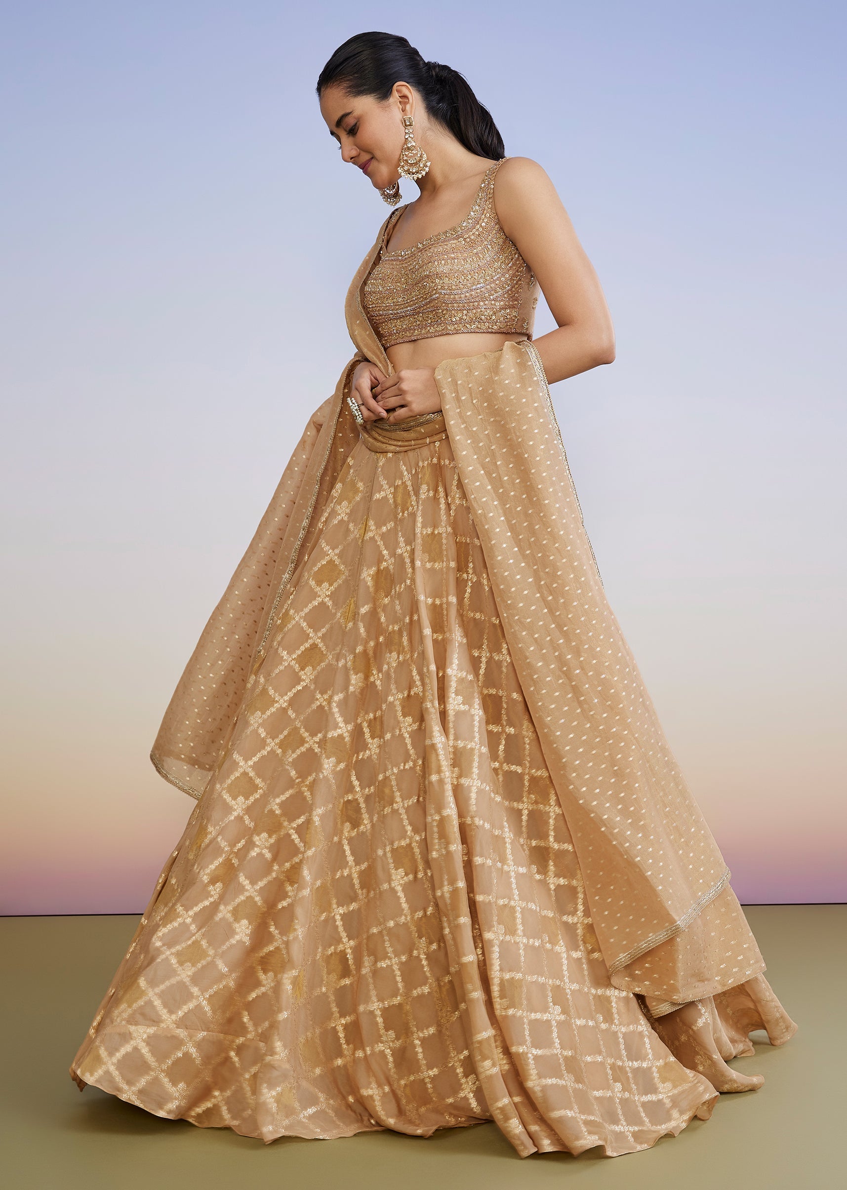 Classic Gold Organza Lehenga Classic Gold Organza Lehenga