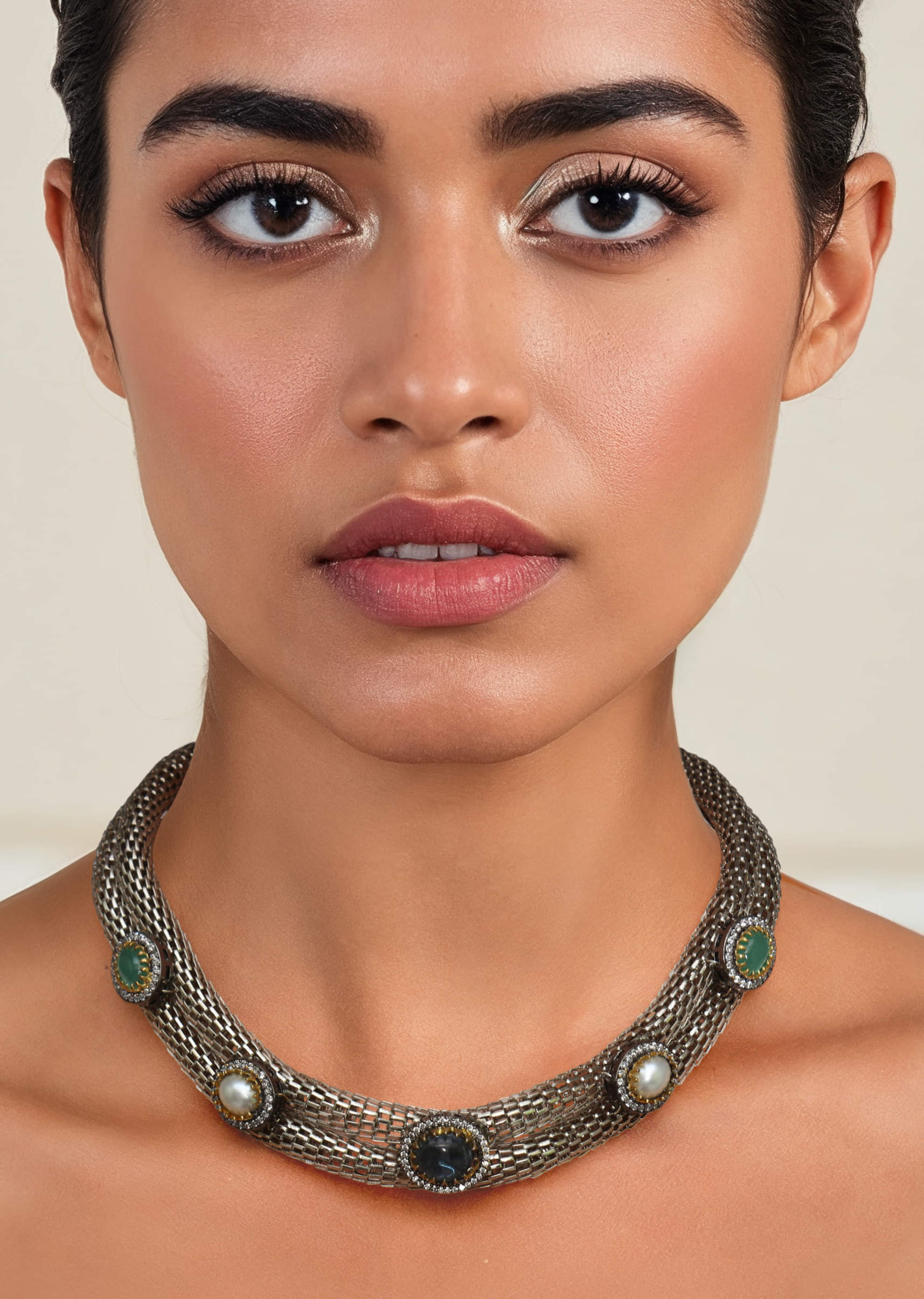 Buy Multi Stone Encrusted Necklace | KALKI Fashion USA| KALKI 