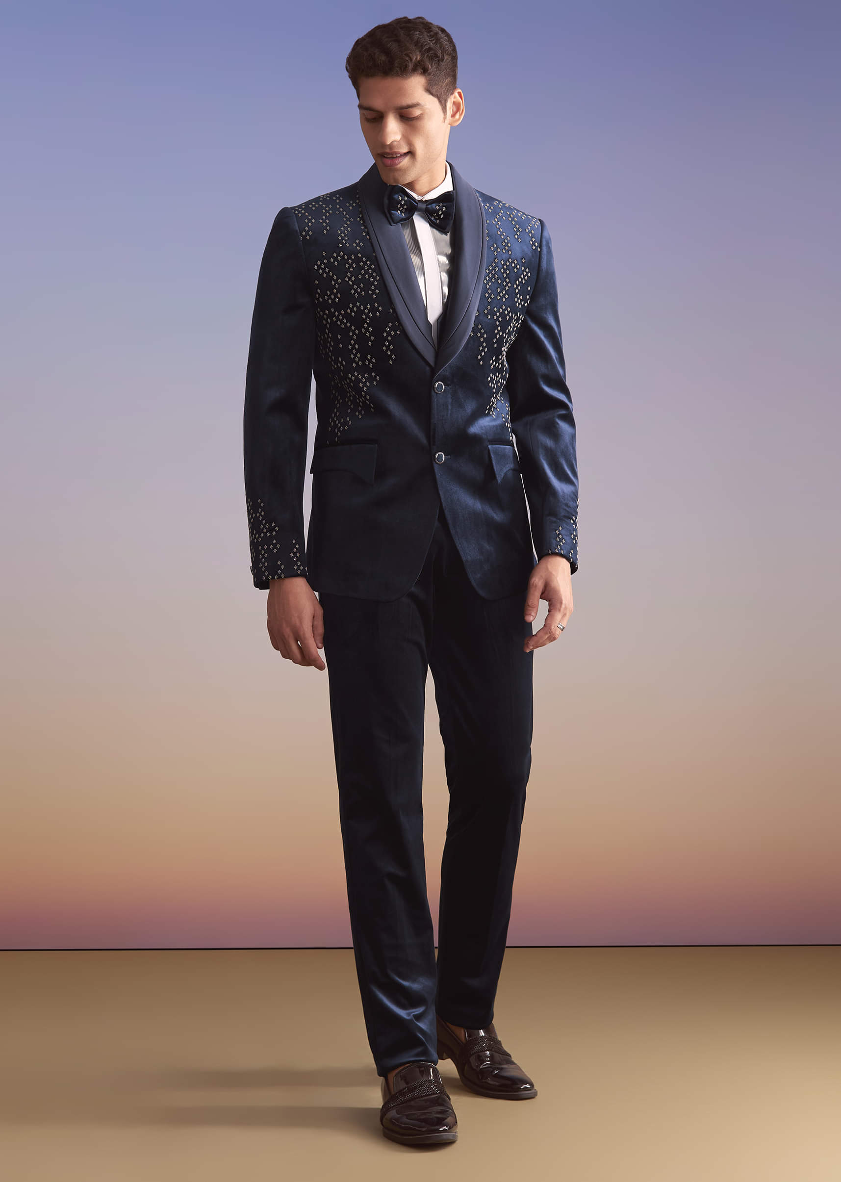 tuxedo dress blue Navy Velvet For Men With Hand Embroidery Elegant Light Blue Summer excludedlist Purchase Type:Buy All our suit jackets