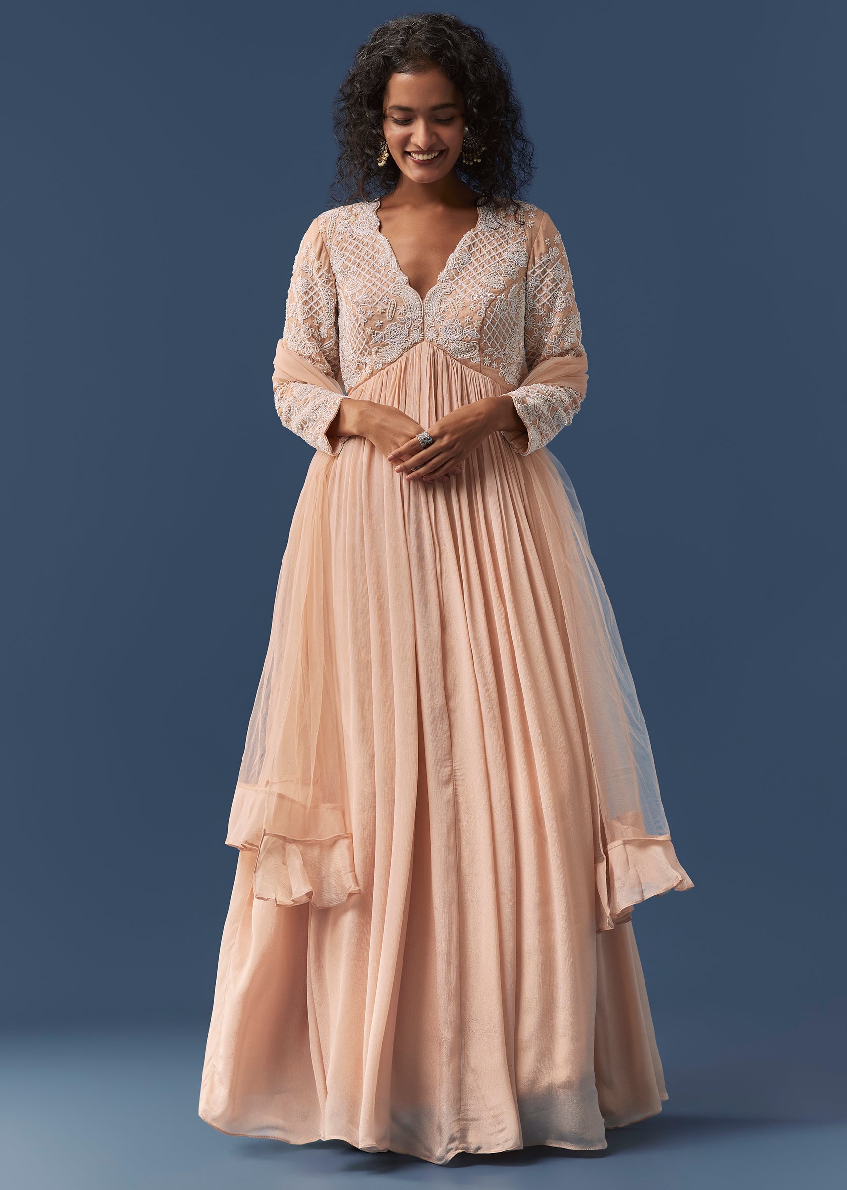 blue dress for baby girl Chamee and Palak — Sage Green Embroidered Anarkali Gown – Fabilicious  Fashion main image 0