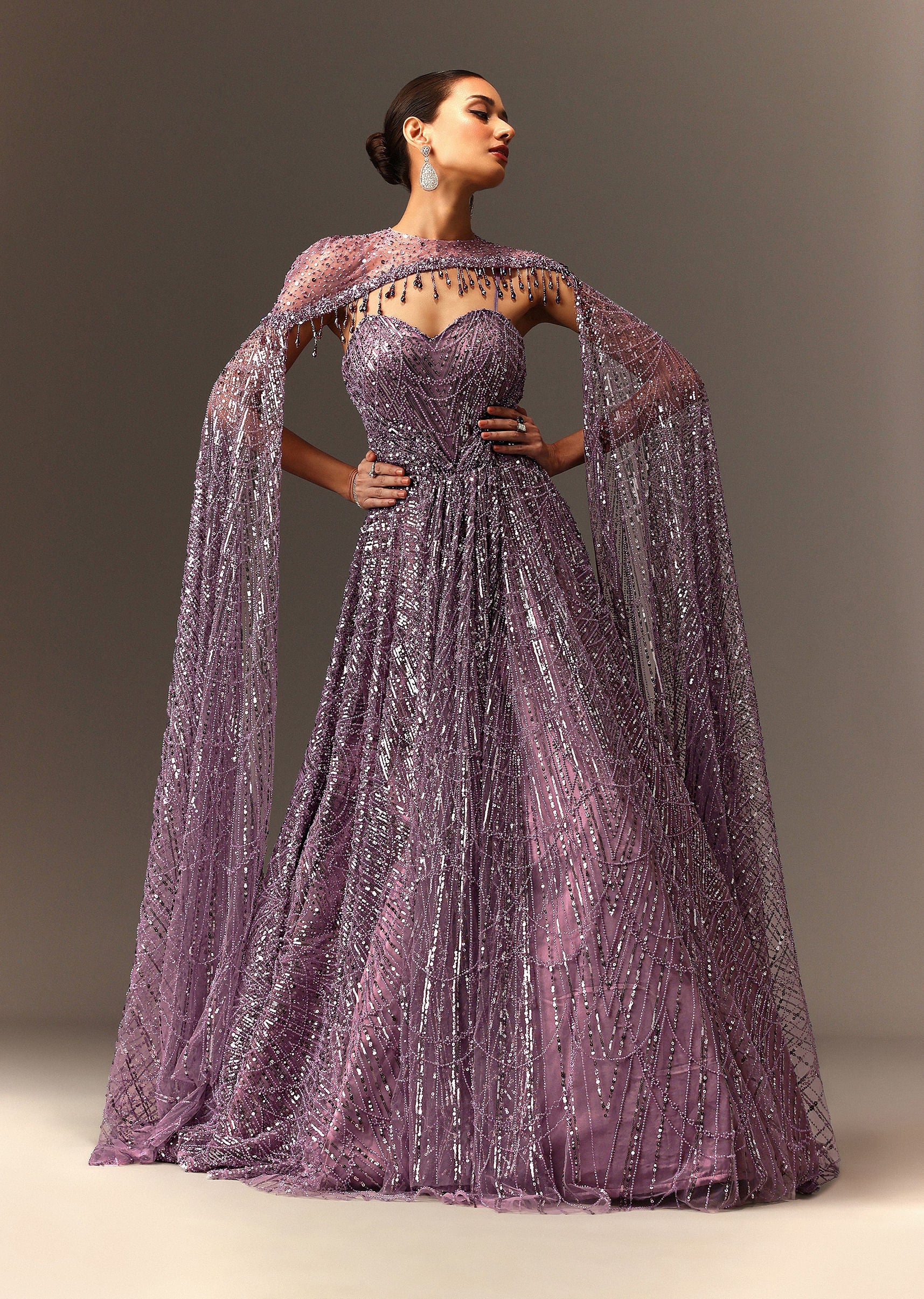 sequin dress with cape Ladivine CD852W