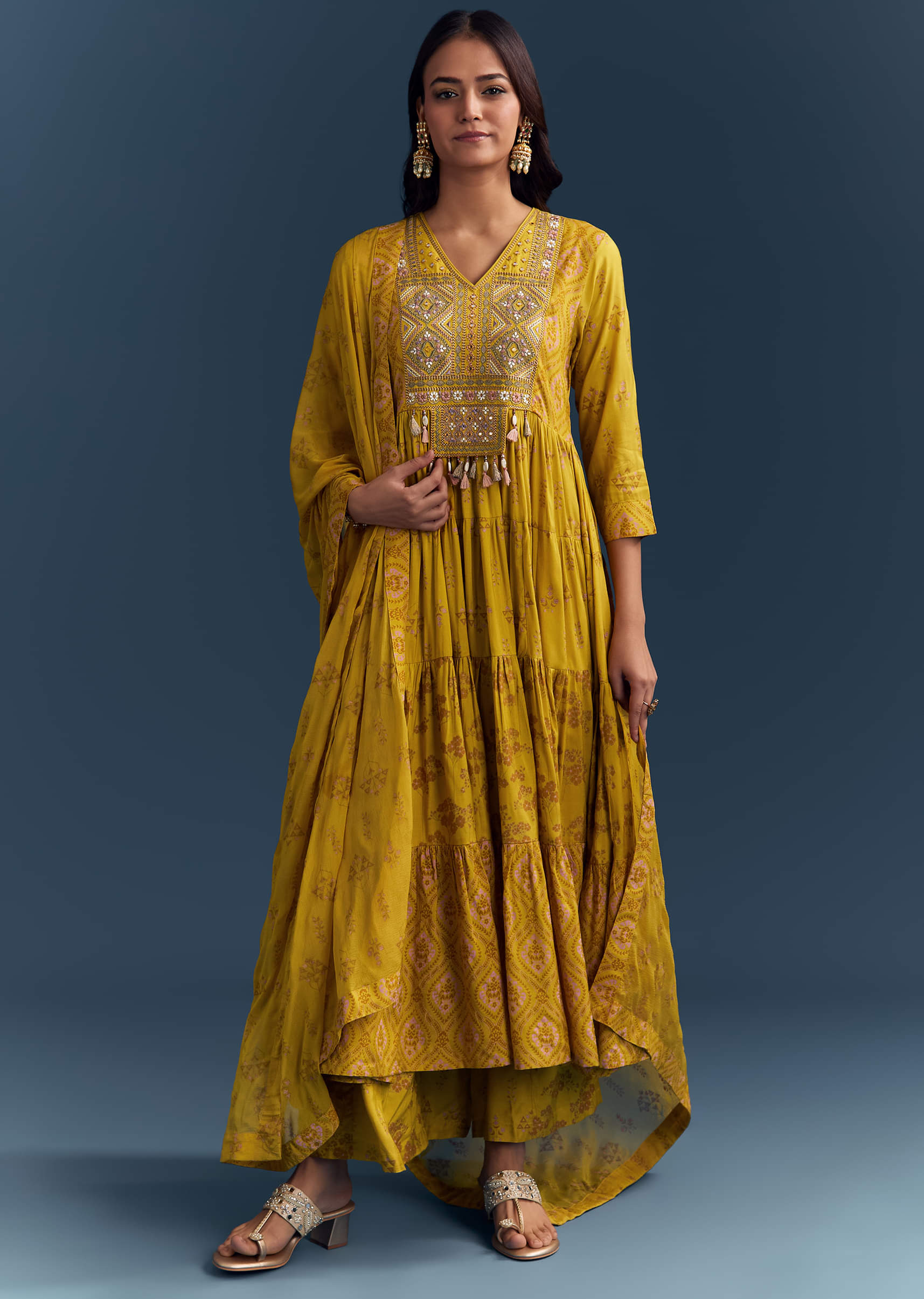 cotton printed anarkali dress The Powder Blue Cotton Printed Anarkali Suit With Laces is perfect for a contemporary style for wearing every day. SKU