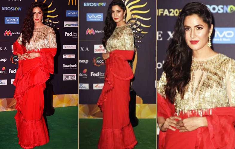 KATRINA KAIF IN ABU JANI SANDEEP KHOSLA TASSEL SAREE AT IIFA 2017