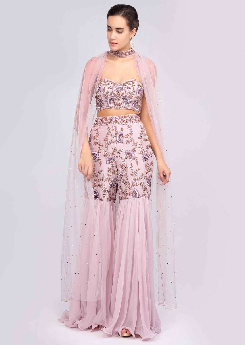 lilac sharara and crop top 