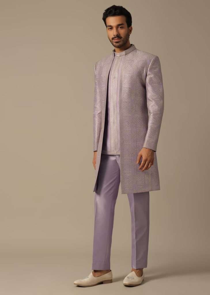 Purple Indo western With Intricate Zari Embroidery