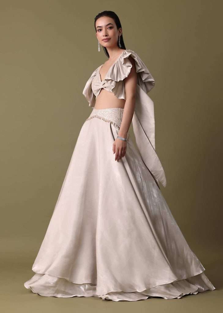 Double Layered Skirt With Lilac Frill Blouse

