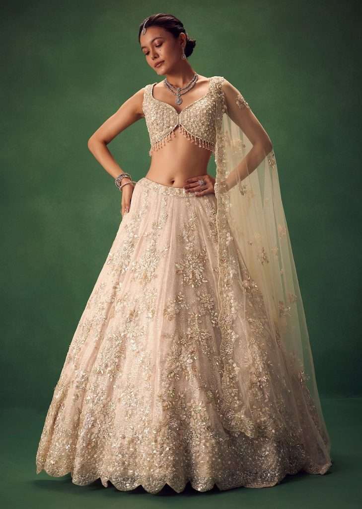 Beach Wedding Outfit Ideas: Breezy & Stylish Looks for Indian Brides & Guests 1 Blush Pink 3D Floral And Bead Work Lehenga Set
