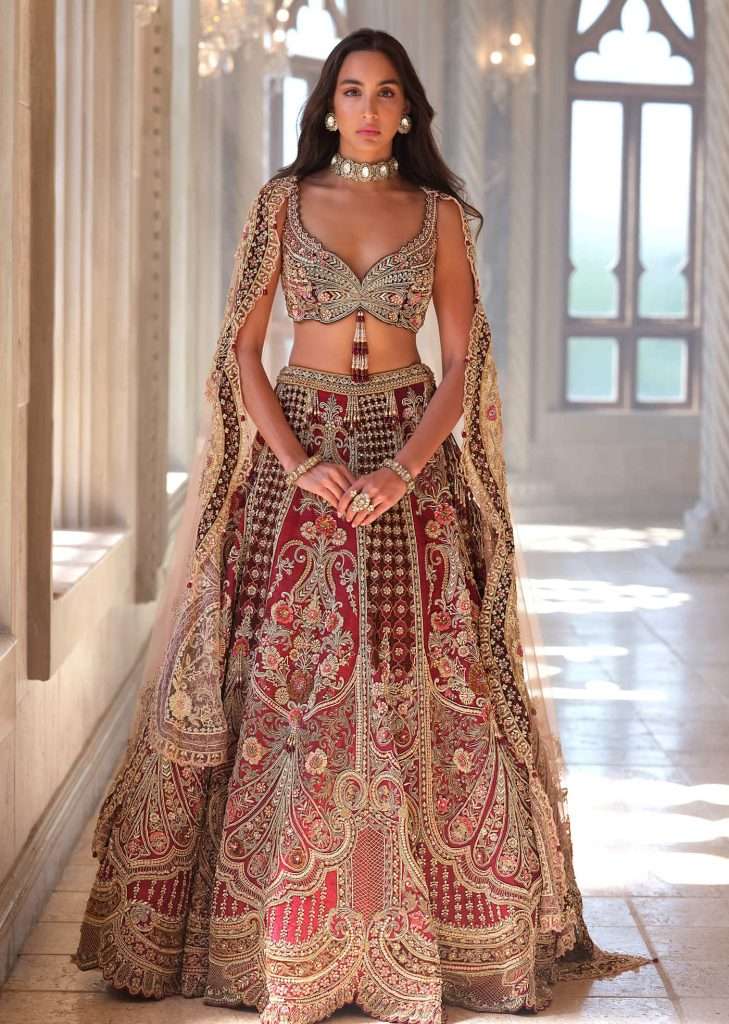 Regional Wedding Styles in India: A Fashion Guide for Every State 7 Red Silk Bridal Lehenga With Heavy Sequins And Stones Work
