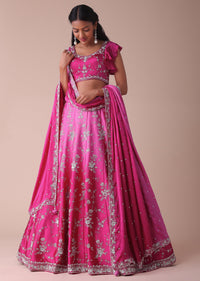 Hot Pink Ombre Lehenga With Handwork Embroidery