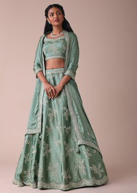Pista Green Lehenga With Handwork Embroidery