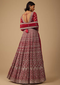 Apple Red Anarkali Suit Set In Georgette With Seqins Work All Over