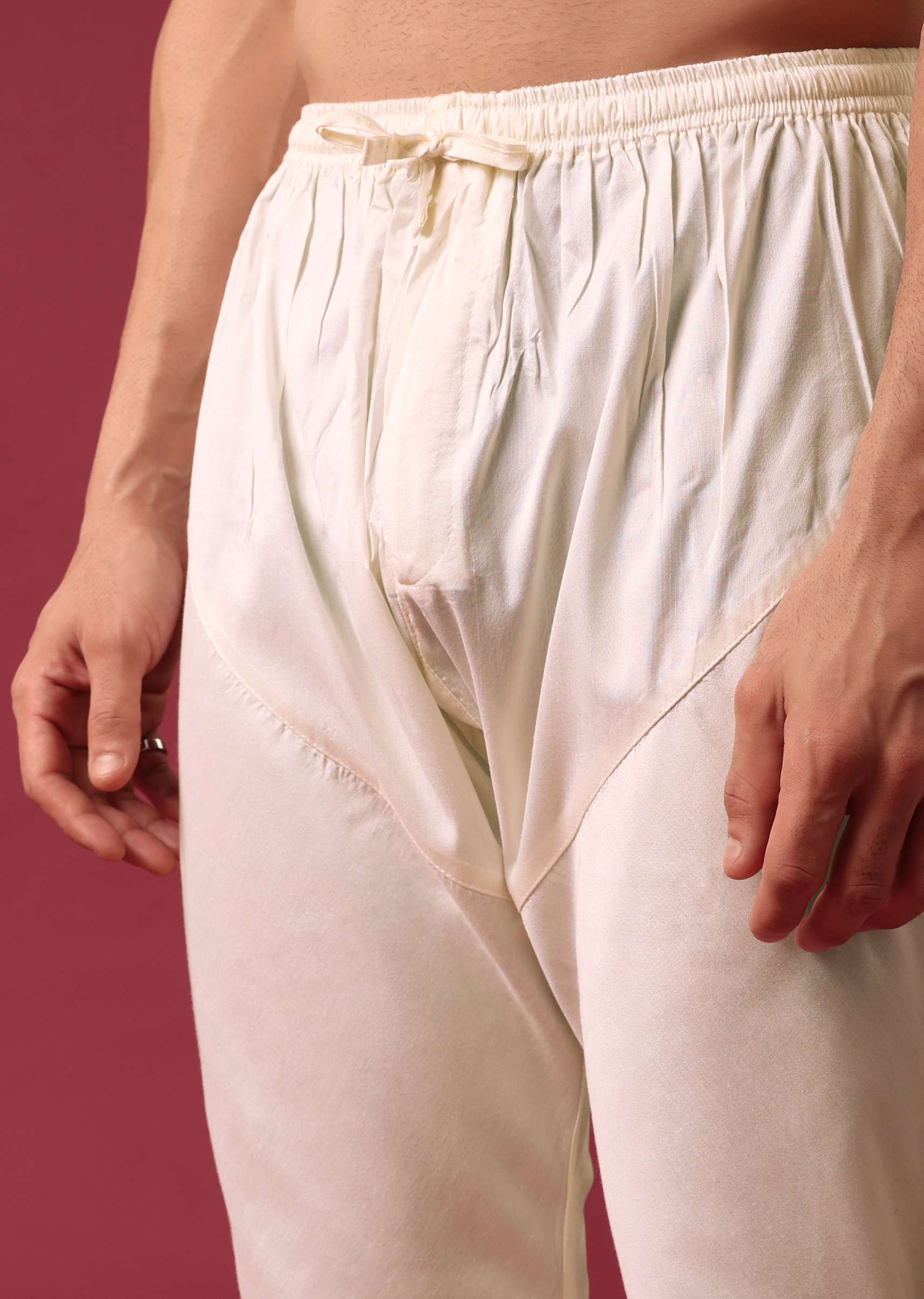 Beige embroidered silk kurta set