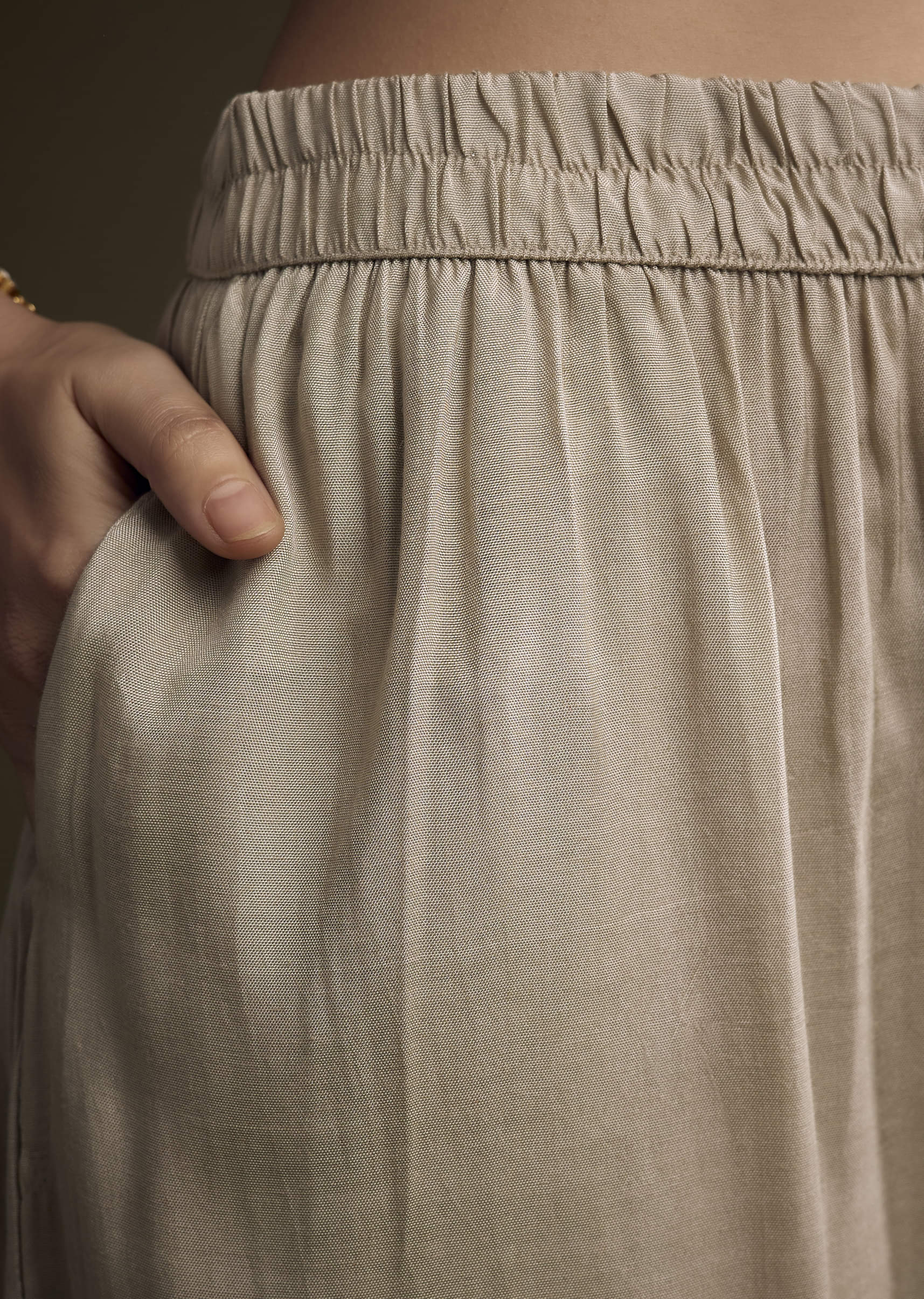 Beige Tissue Palazzo Suit With Banarasi Weave