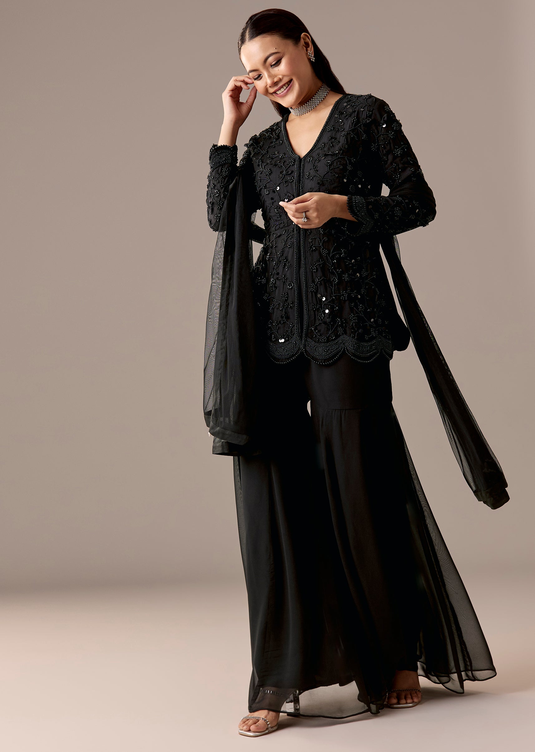 black-beaded-peplum-sharara-