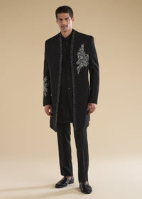 Black Floral Indo Western Set