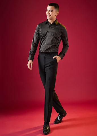 red dress shirt black pants Thread Embellished Mens FW20 Size:6 D tone weaving creates a Pandora Black Dropped Waist
