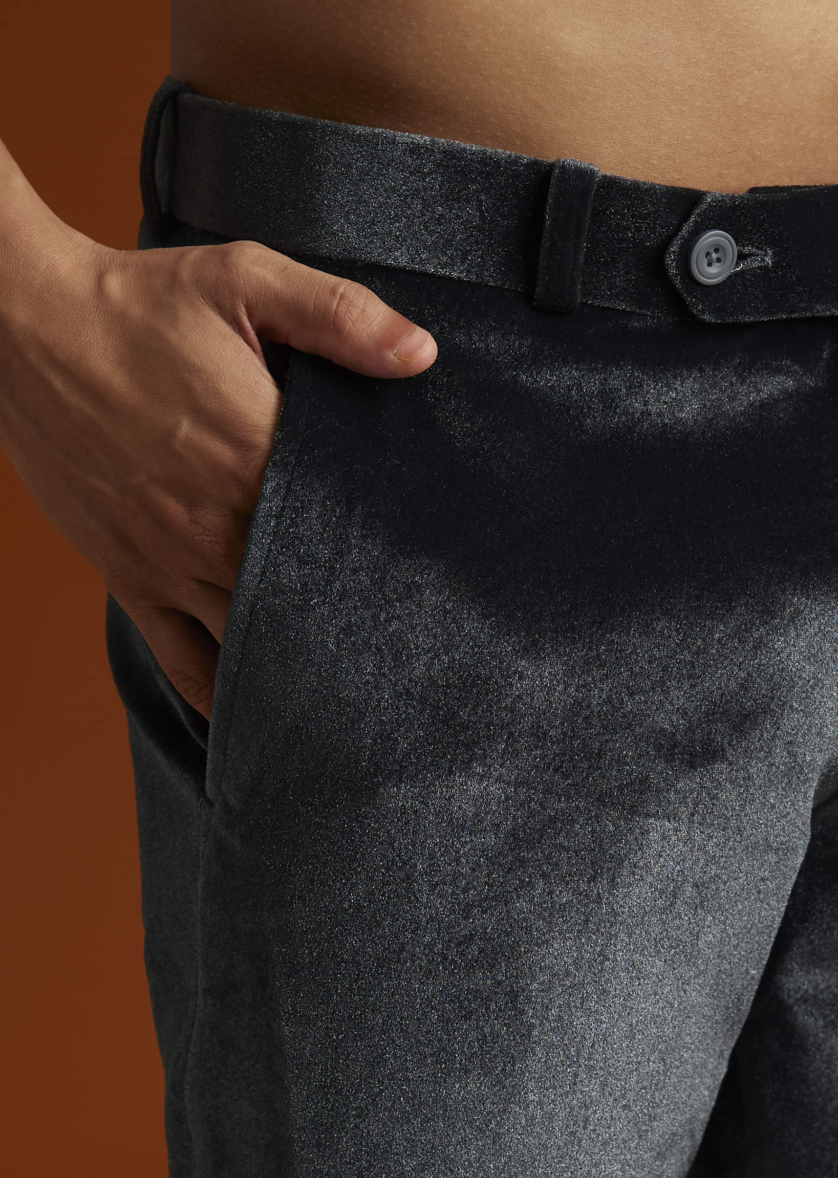 Black Velvet Indo Western Set For Men With Stone Work