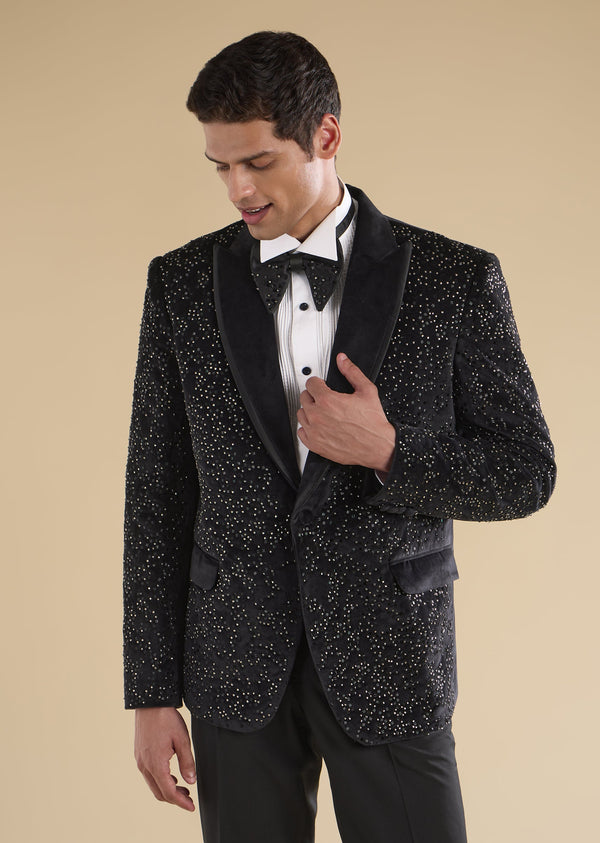 Black Velvet With Tuxedo Sets