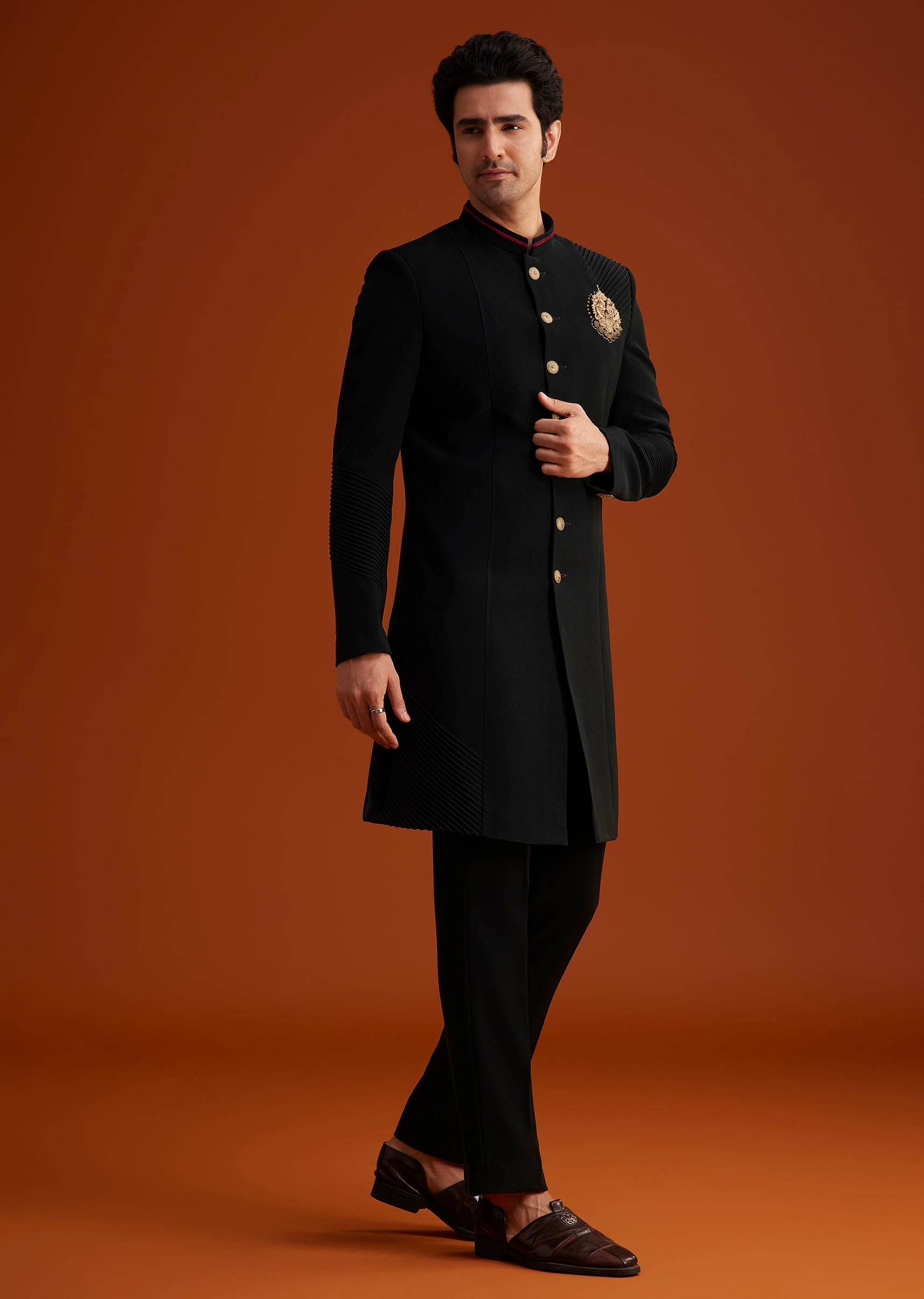 Black Indo Western Sherwani Set