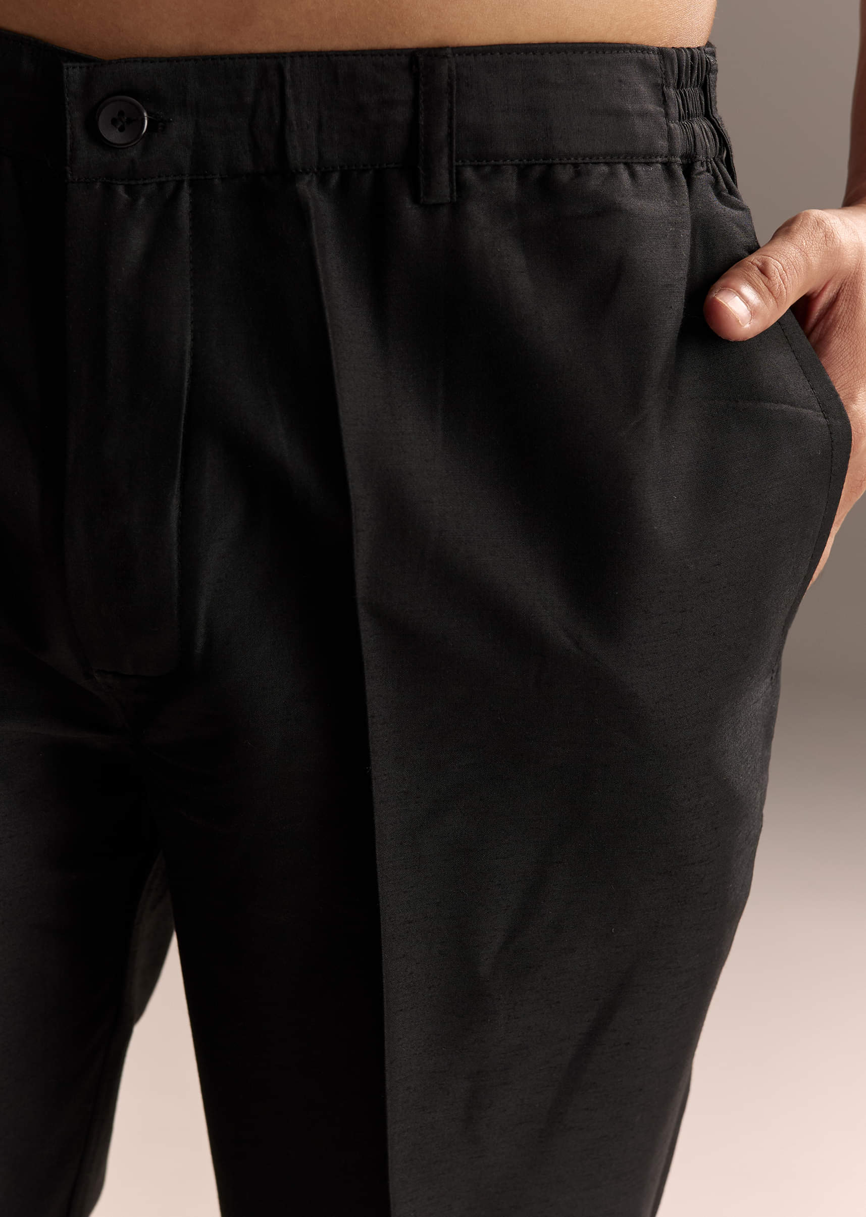 Black Jacquard Indo Western Set For Men With Embroidered Stole