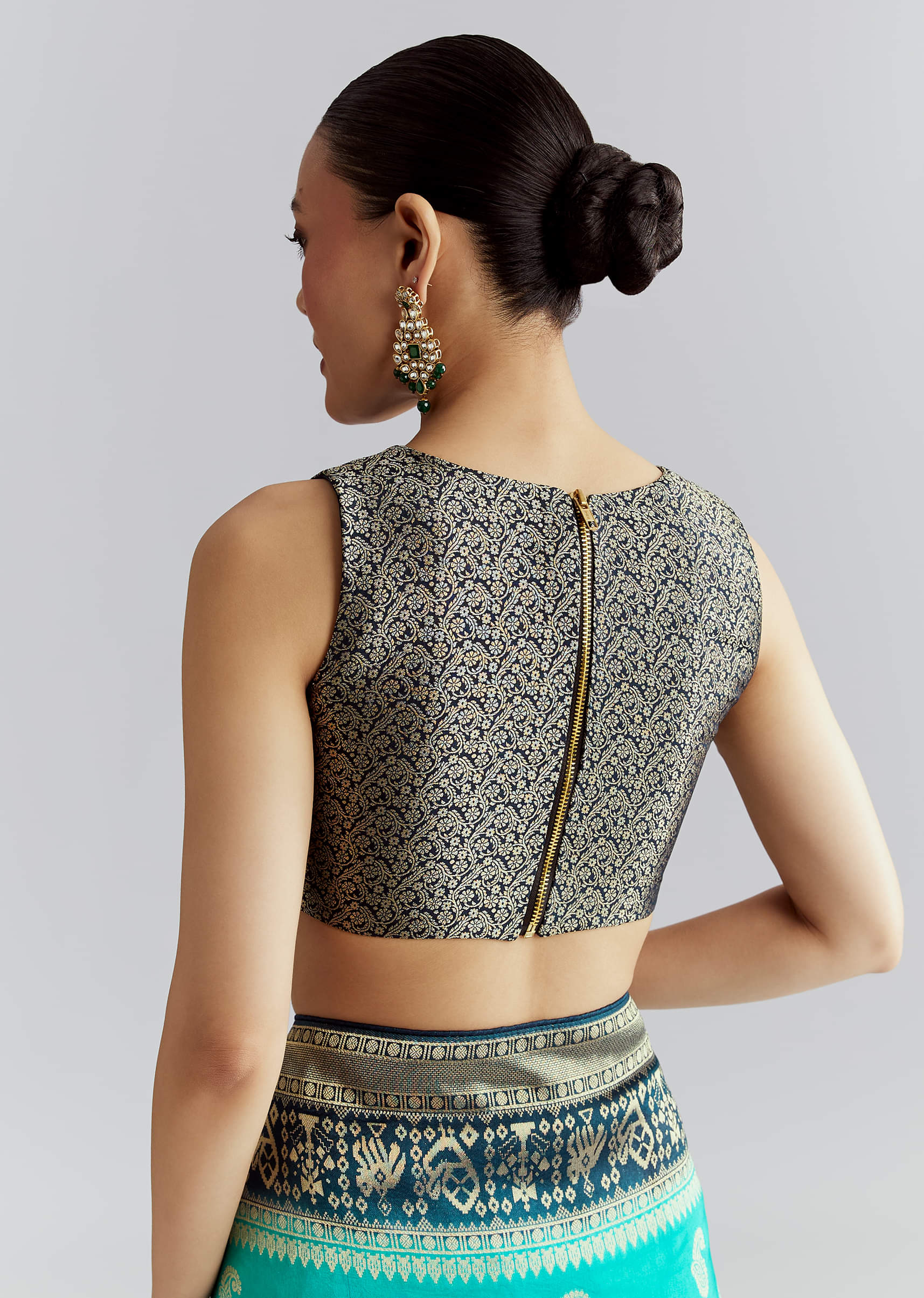 Blue Banarasi Silk Woven Saree With Zari Paisley Motifs