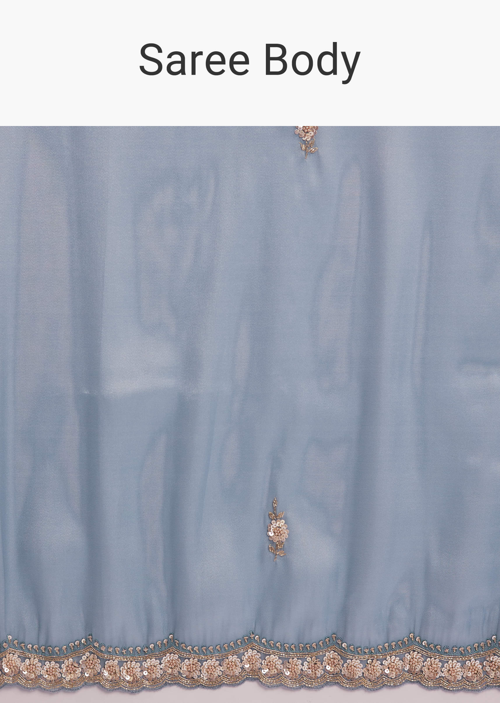 Blue Tissue Silk Saree With Heavy Hand Embroidery