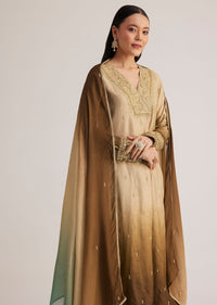 Brown Ombre Embroidered Suit