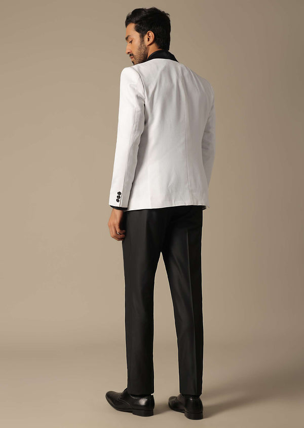 Classic White Textured Tuxedo Set