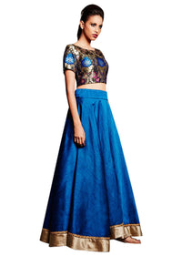 Cobalt blue skirt matched with crop top only on Kalki