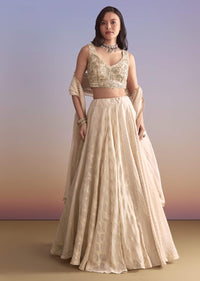 Cream Tissue Silk Bridesmaid Lehenga With Zardosi Embroidery