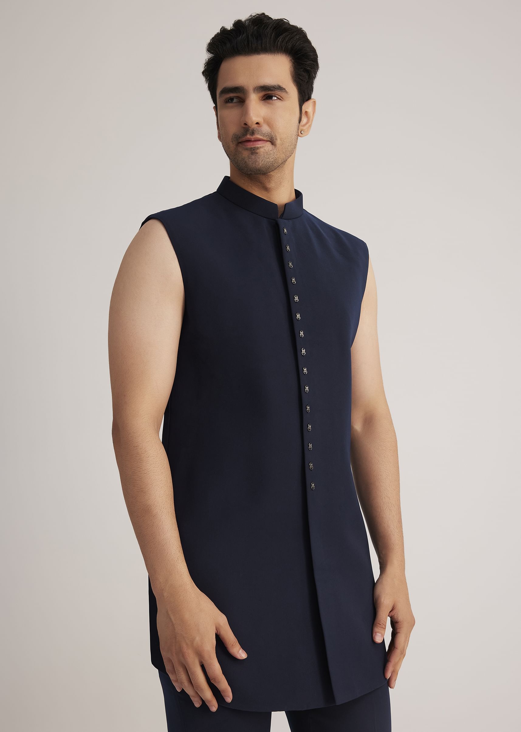 Prussian Blue Sherwani Set With Stone Work Detailing
