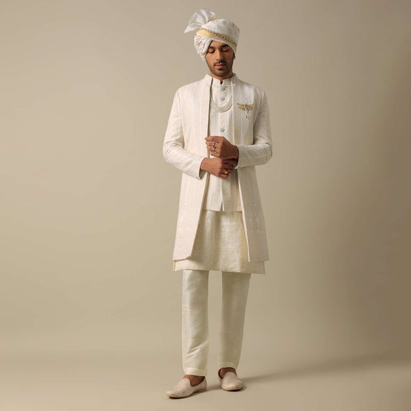 Exquisite White Sherwani Set