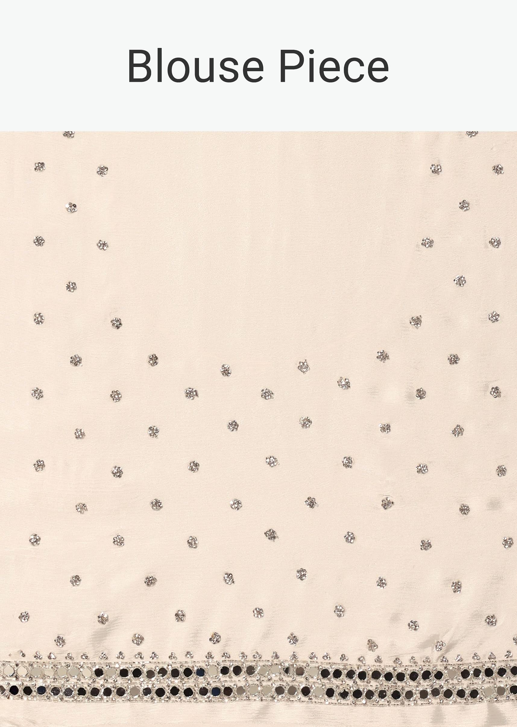 Glamorous White Chinnon Saree With Stone Embellishments