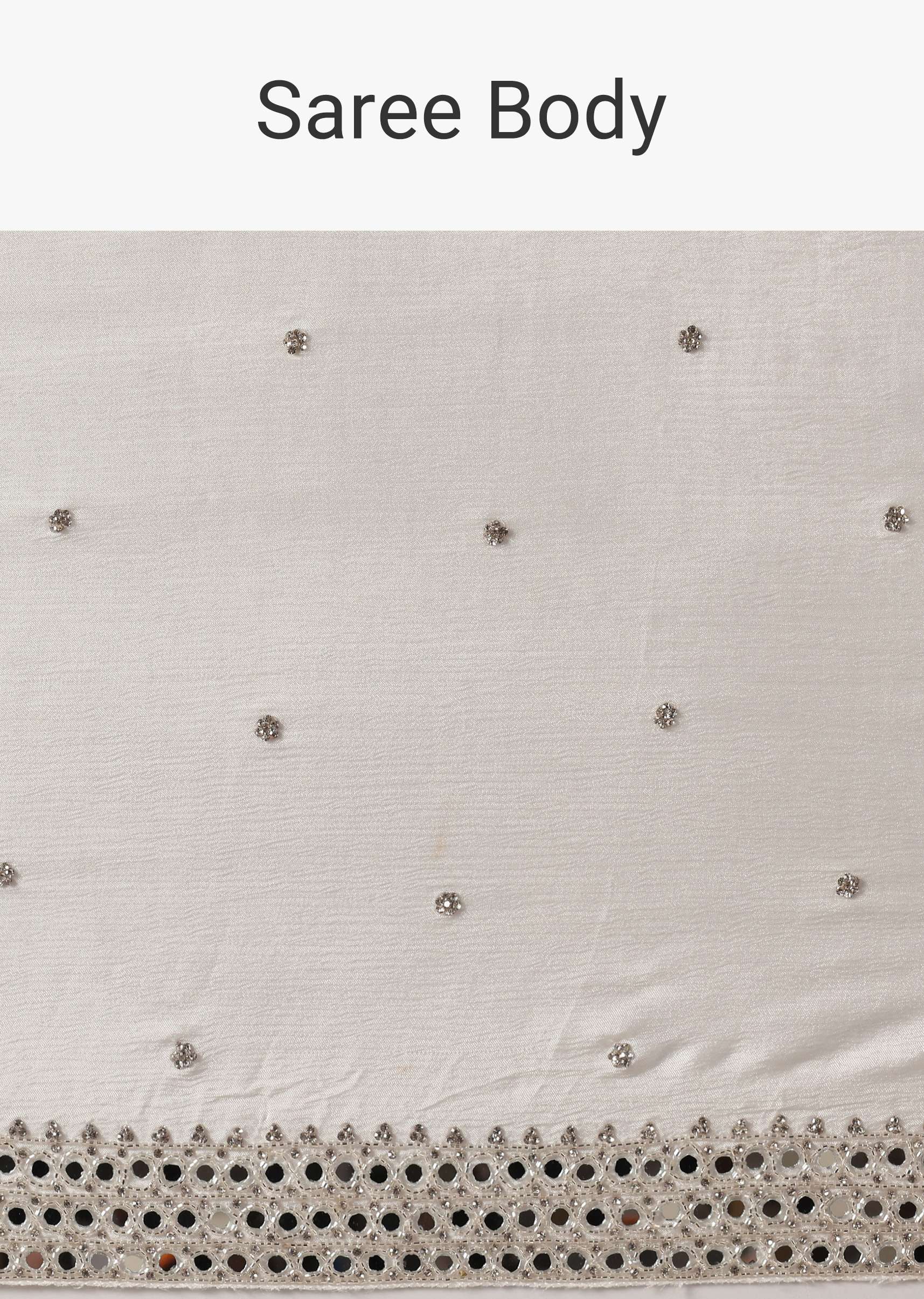 Glamorous White Chinnon Saree With Stone Embellishments