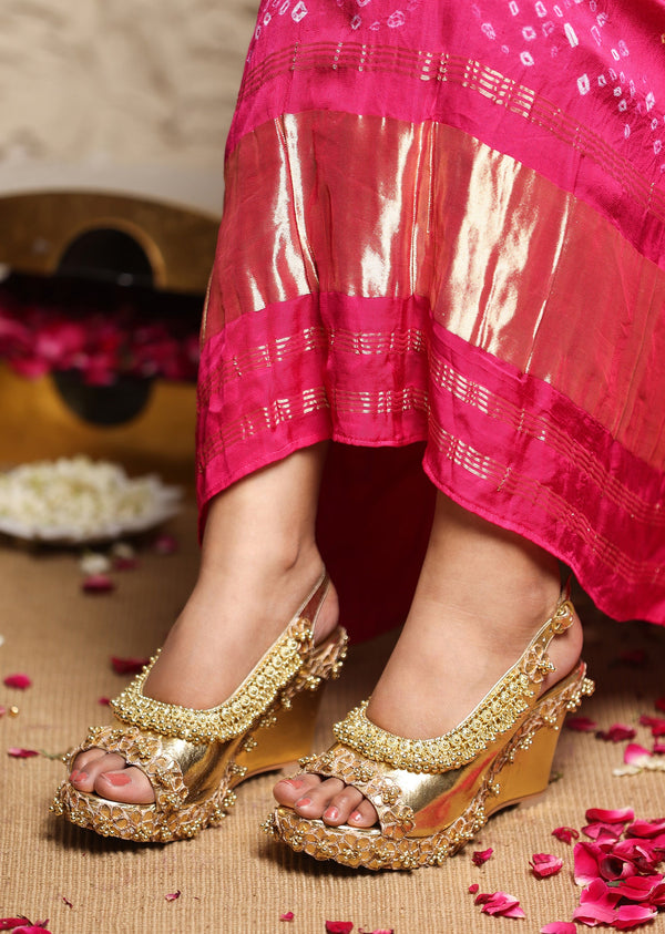 Gold Embellished Wedges