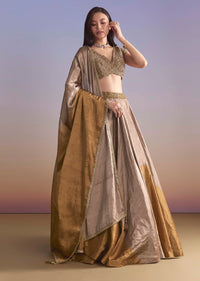 Gold Tissue Bridesmaid Lehenga With Zardosi Embroidery