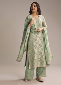 Green Banarasi Georgette Palazzo Suit