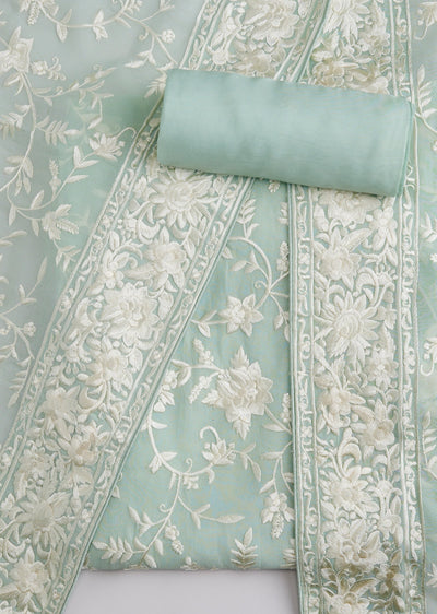Green Georgette Resham Thread Work Unstitched Suit Set