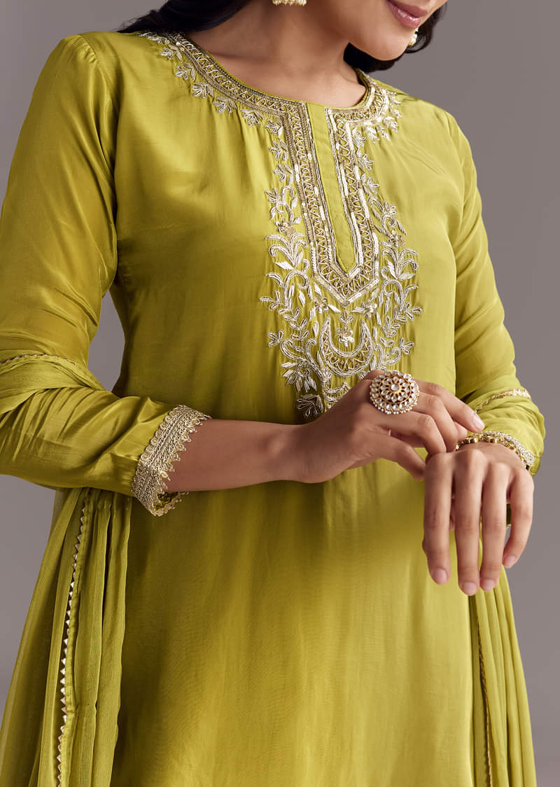 Green Sharara Set With Zardosi And Sequins Work