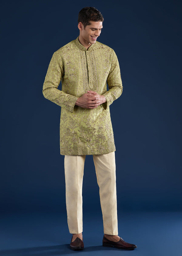 Green Tissue Kurta Set