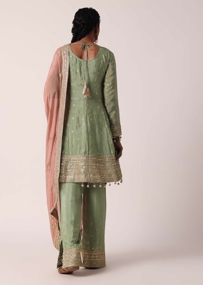 Green Zari Embroidered Pant Set