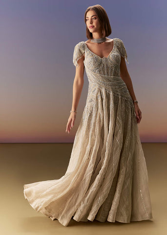 embroidered grey dress Custom Embroidered Dress main image 1