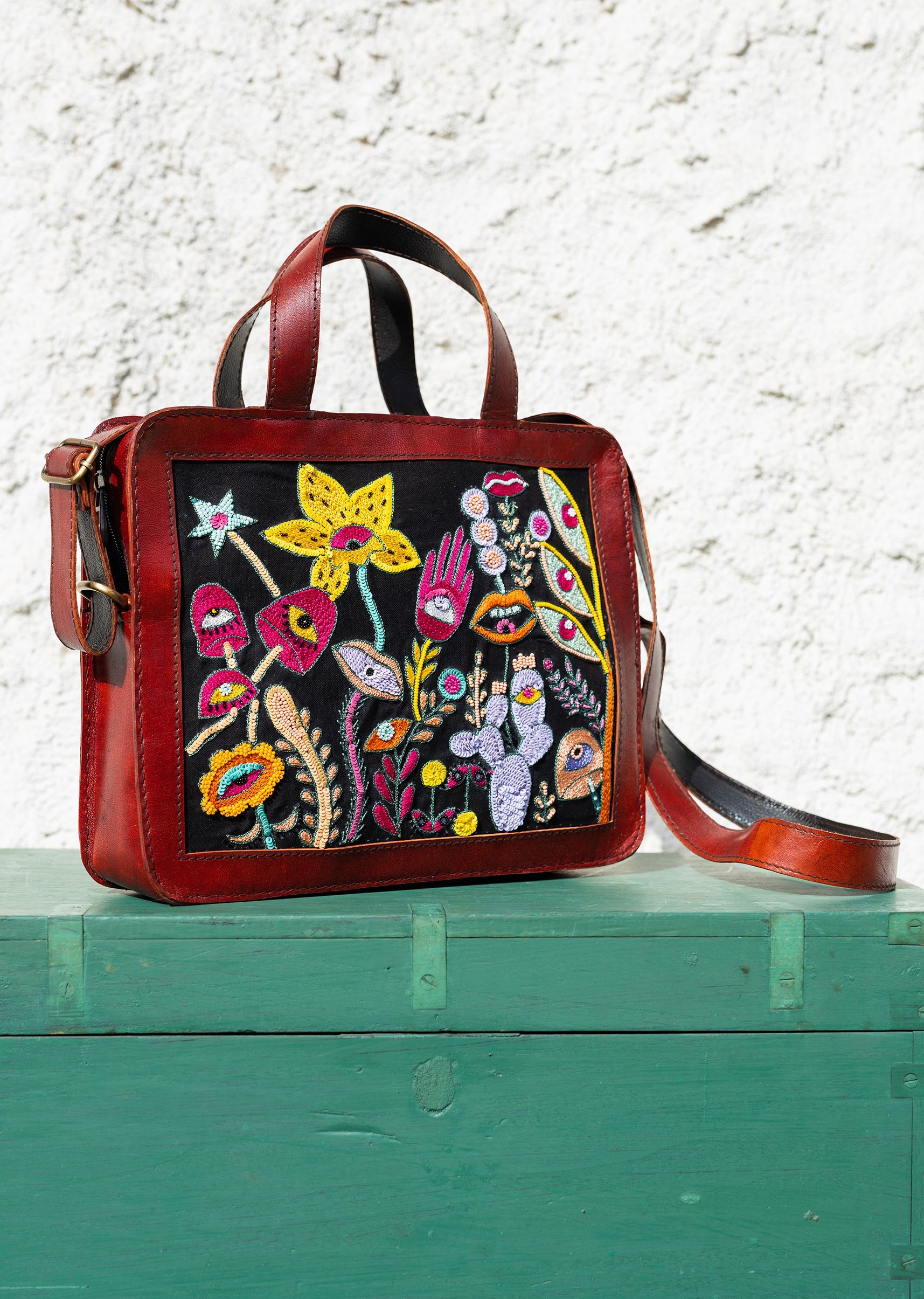 Buy Handcrafted and hand embroidered leather bags | KALKI Fashion