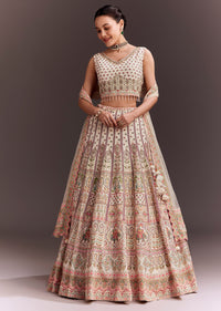 Ivory Embroidered Lehenga Set With Ethnic Motifs