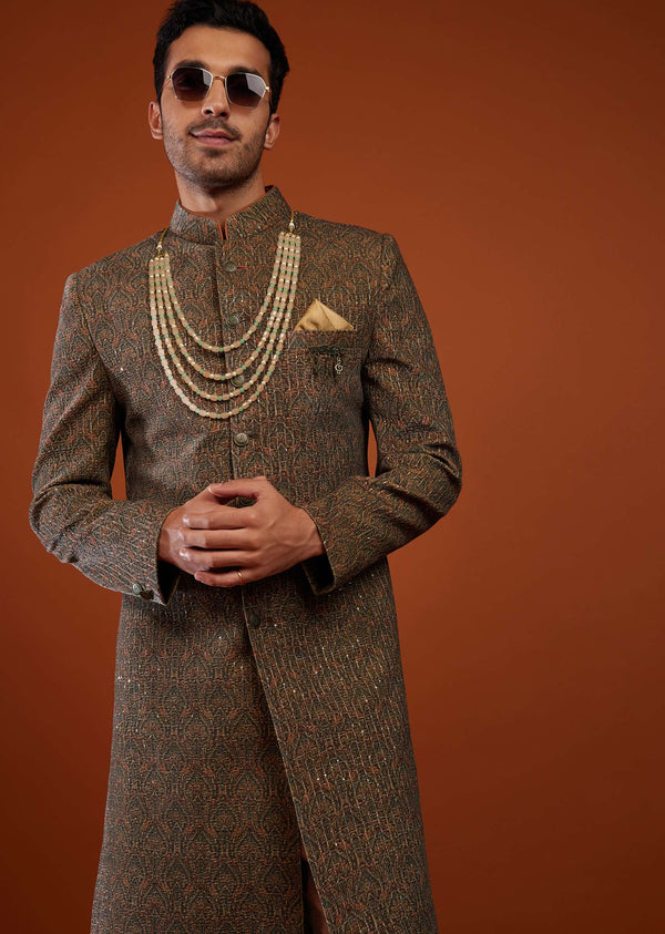 Multicolor Festive Embroidered Sherwani In Velvet
