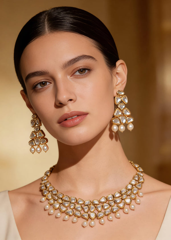 Kundan Polki Necklace And Earring Set