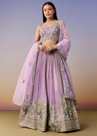Lavender Embroidered Tissue Bridesmaid Lehenga Set