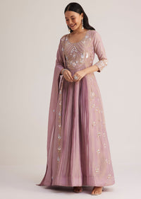 Lavender Embroidered Anarkali With Dupatta