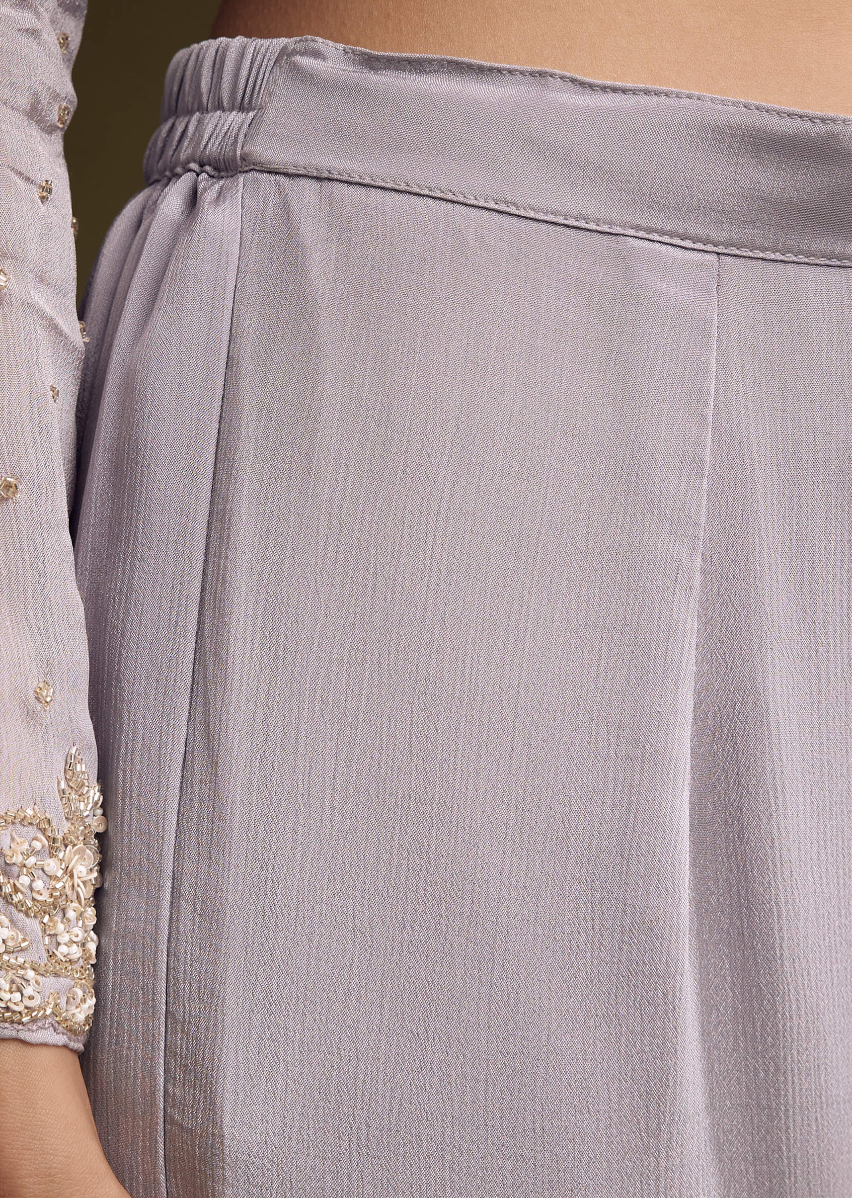 Lilac Chinon Sharara Suit With Cutdana And Sequins Embroidery