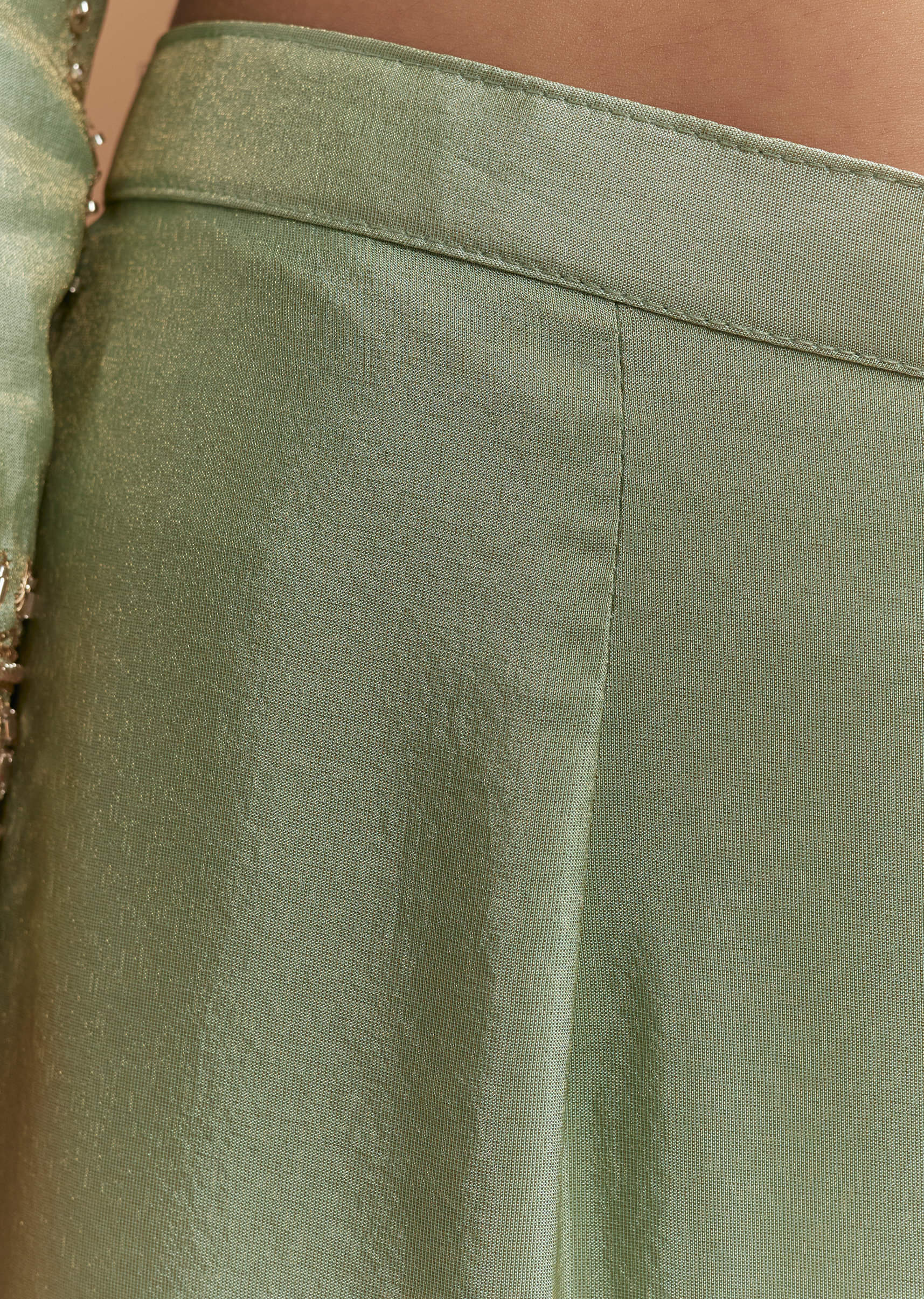 Mint Green Tissue Sharara Suit With Beads And Sequins Work